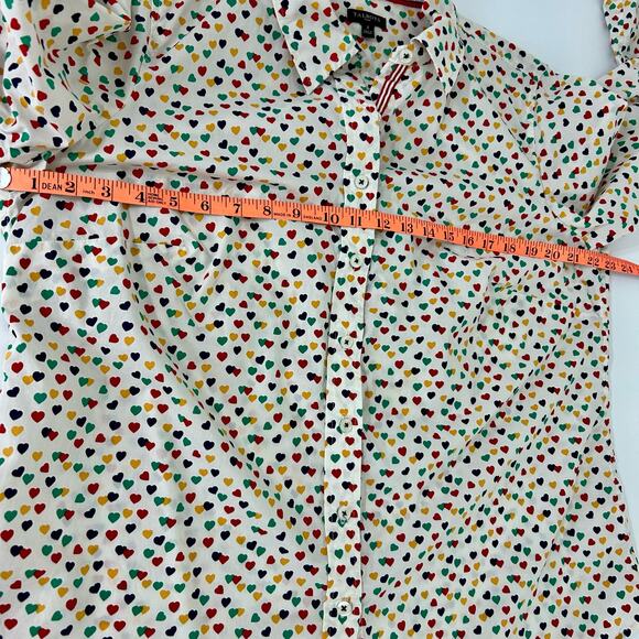 Talbots Hearts Button up Shirt 0X Plus Women Colorful Blue Red Long Sleeve - Picture 11 of 12
